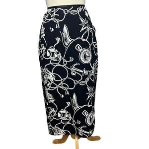 Vintage Talbots Midi Wrap Skirt Women 4 Blue Nautical Sailing Coastal Resort